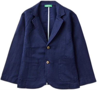 Benetton Erkek Çocuk Lacivert Keten Karışımlı Ceket