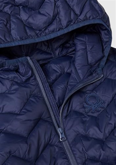 Benetton Erkek Çocuk Lacivert Logo İşlemeli Mevsimlik İnce Pufa Mont