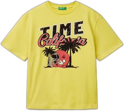 Benetton Erkek Çocuk Lacivert Slogan Baskılı T-Shirt