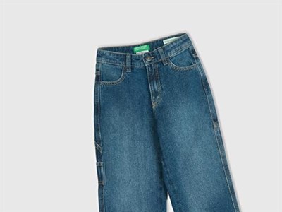 Benetton Erkek Çocuk Lacivert Tek Kargo Cepli Denim Pantolon