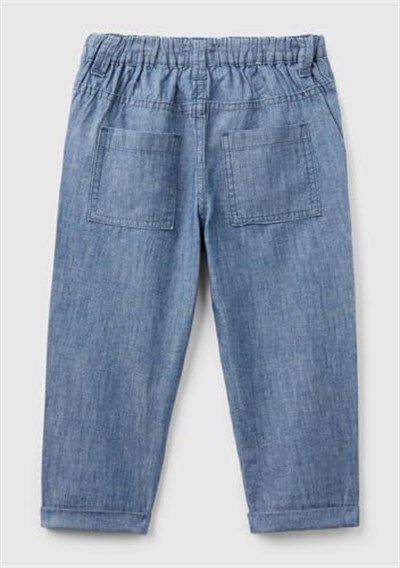 Benetton Erkek Çocuk Mavi Beli Büzgülü İpli Havuç Kesim Chino Pantolon