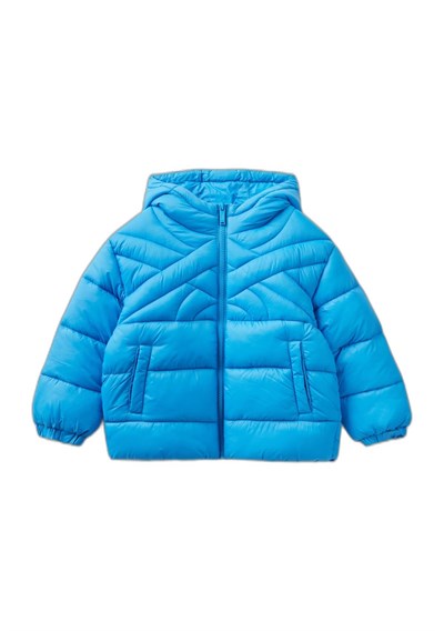 Benetton Erkek Çocuk Mavi Logo İşlemeli Mont