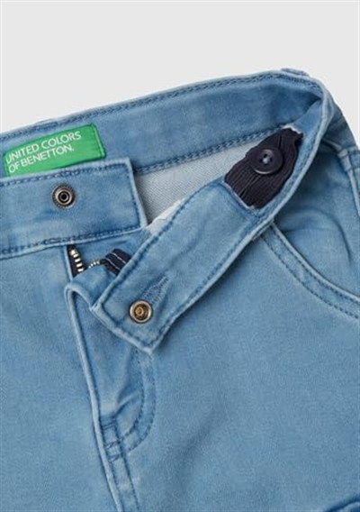 Benetton Erkek Çocuk Mavi Yama Cepli Slim Fit Denim Pantolon