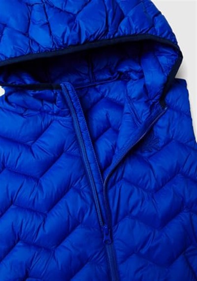 Benetton Erkek Çocuk Saks Mavi Logo İşlemeli Pufa Yelek
