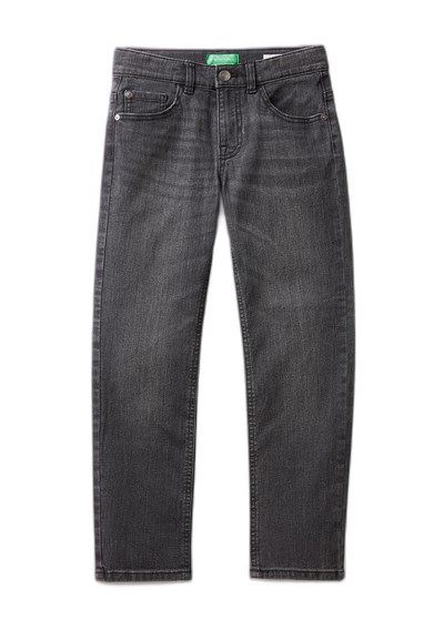 Benetton Erkek Çocuk Siyah 5 Cepli Slim Fit Denim Pantolon