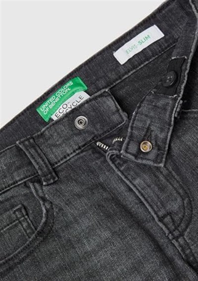 Benetton Erkek Çocuk Siyah 5 Cepli Slim Fit Denim Pantolon