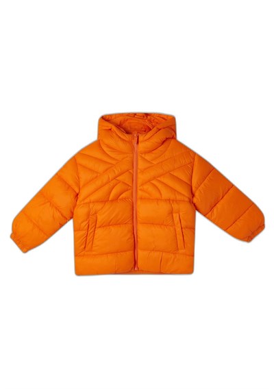 Benetton Erkek Çocuk Turuncu Logo İşlemeli Mont