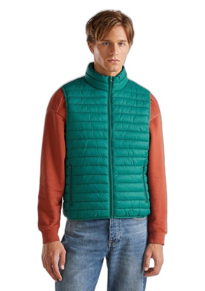 Benetton Erkek Koyu Yeşil Eco-Recyle Dolgulu Pufa Yelek