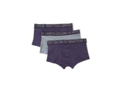 Benetton Erkek Siyah Beli Logo Detaylı 3lü Boxer Seti