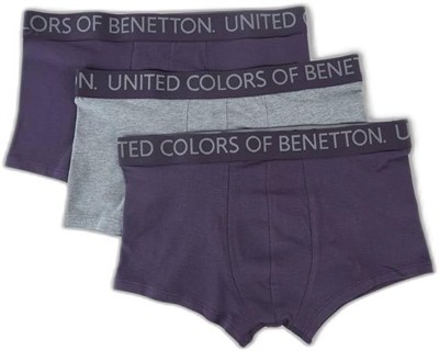Benetton Erkek Siyah Beli Logo Detaylı 3lü Boxer Seti