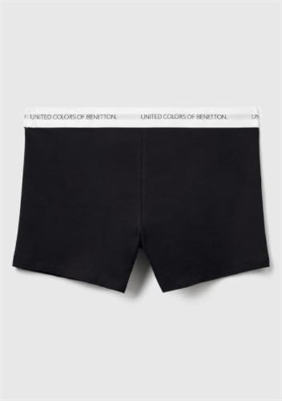 Benetton Erkek Siyah Yazı Şeritli Koton Boxer