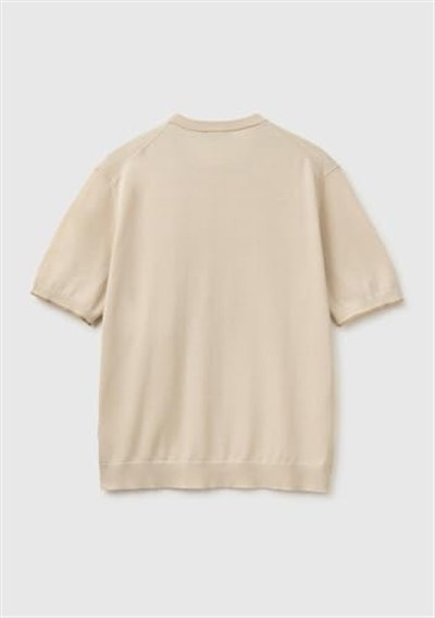 Benetton Erkek Taş%100 Pamuk Ribanalı Kontrast Detaylı Triko T-Shirt