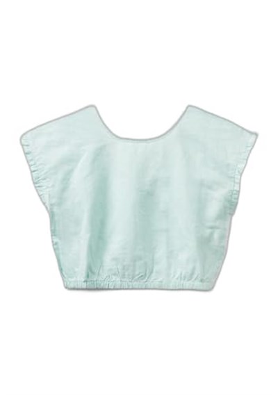 Benetton Kız Çocuk Açık Mavi Keten Karışımlı Bluz
