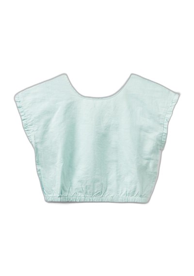 Benetton Kız Çocuk Açık Mavi Keten Karışımlı Bluz