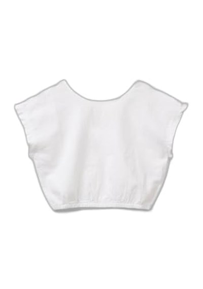 Benetton Kız Çocuk Beyaz Keten Karışımlı Bluz