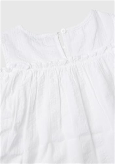 Benetton Kız Çocuk Beyaz Omzu Açık Lastik Detaylı Bisiklet Yaka Bluz