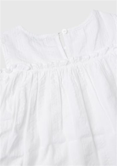 Benetton Kız Çocuk Beyaz Omzu Açık Lastik Detaylı Bisiklet Yaka Bluz