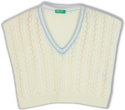 Benetton Kız Çocuk Kırık Beyaz Triko Süveter