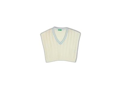 Benetton Kız Çocuk Kırık Beyaz Triko Süveter