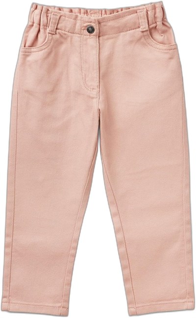 Benetton Kız Çocuk Pastel Pembe Beli Büzgülü 4 Cepli Boru Paça Pantolon