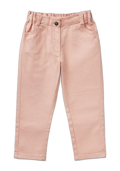 Benetton Kız Çocuk Pastel Pembe Beli Büzgülü 4 Cepli Boru Paça Pantolon
