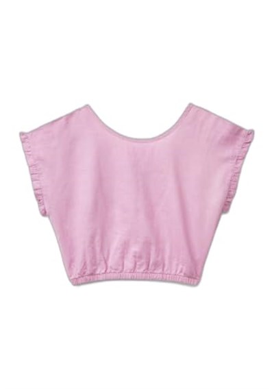 Benetton Kız Çocuk Pembe Keten Karışımlı Bluz