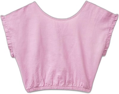 Benetton Kız Çocuk Pembe Keten Karışımlı Bluz