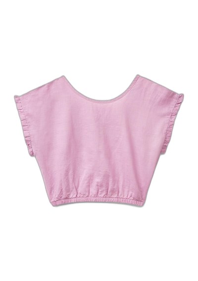 Benetton Kız Çocuk Pembe Keten Karışımlı Bluz