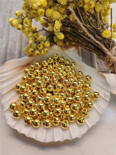 Benim Marifetlerim - Altın Delikli inci Boncuk 8 mm 10 gram