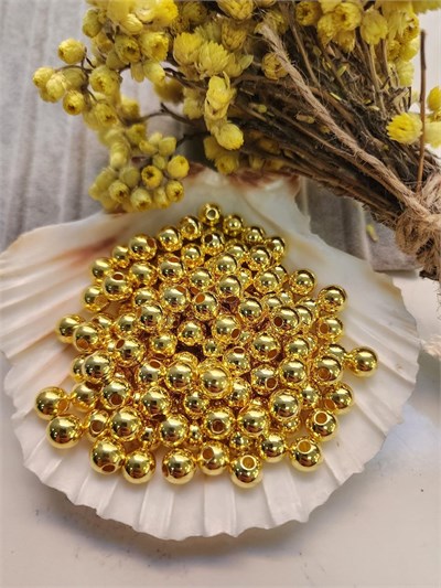 Benim Marifetlerim - Altın Delikli inci Boncuk 8 mm 10 gram