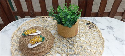 Benim Marifetlerim - Sarı Pıtırıcık Modeli Beyaz Örgü Toka 1 Çift
