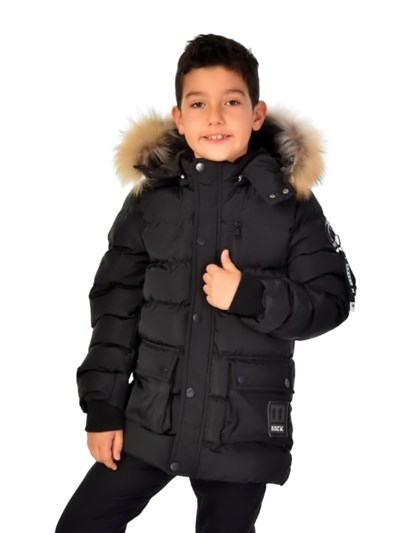 Benittokids Erkek Çocuk Natürel Kürklü Mont 51254 Siyah 12 YAŞ