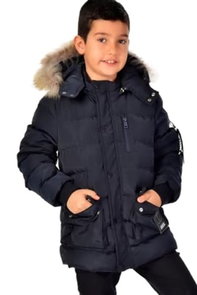 Benittokids Erkek Çocuk Natürel Kürklü Mont 51254 Lacivert 10 YAŞ