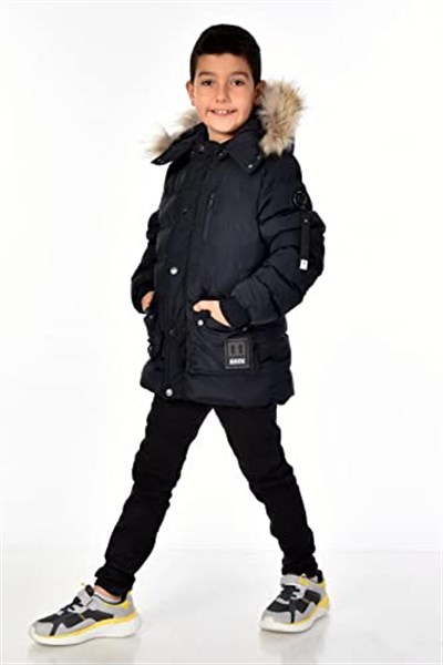 Benittokids Erkek Çocuk Natürel Kürklü Mont 51254 Lacivert 10 YAŞ