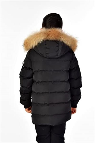 Benittokids Erkek Çocuk Natürel Kürklü Mont 51254 Siyah 10 YAŞ
