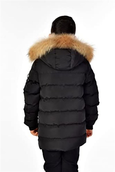 Benittokids Erkek Çocuk Natürel Kürklü Mont 51254 Siyah 14 YAŞ