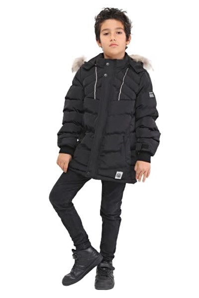 Benittokids Natural Kürklü Erkek Çocuk Kaban 51237 Siyah 12 YAŞ