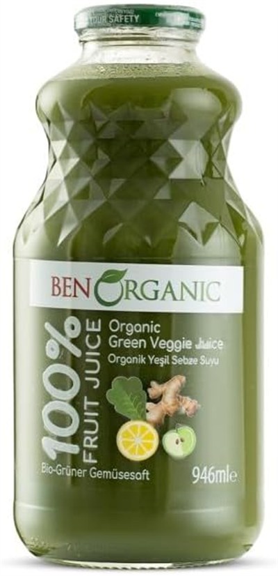 BenOrganic Karışık Yeşil Meyve Suyu 946 ml Cam Şişe