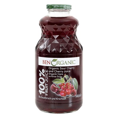 BenOrganic Vişne Suyu ve Kiraz suyu 940 ml Cam Şişe