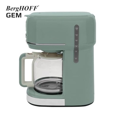 BergHOFF Gem Retro Filtre Kahve Makinesi – 900 W, 1, 5 L Cam Demlik | Mint Yeşil
