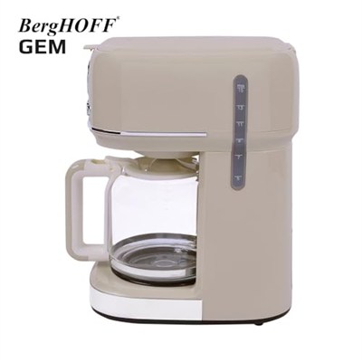 BergHOFF Gem Retro Filtre Kahve Makinesi – 900 W, 1, 5 L Cam Demlik | Vanilya Krem