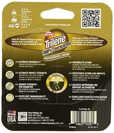 Berkley Trilene Fluorocarbon Line-Transparent, 11,3 kg / 0,48 mm - Seçenekler: 4 lbs/0.17 mm, 6 lbs/0.25 mm, 6,8 kg, 8 lbs/0.27 mm...