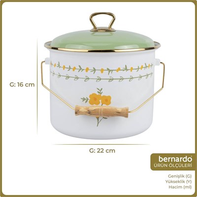 Bernardo Almera Kapaklı Emaye Bakraç 22 Cm