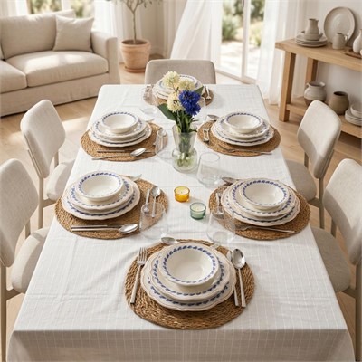 Bernardo Blue Flower Porselen 24 Parça 6 Kişilik Yemek Takımı