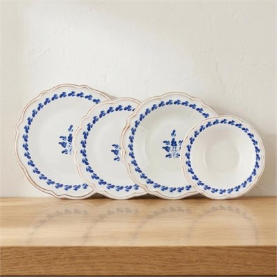 Bernardo Blue Flower Porselen 24 Parça 6 Kişilik Yemek Takımı
