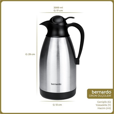 Bernardo Grandio Çelik Termos Inox 2 Litre