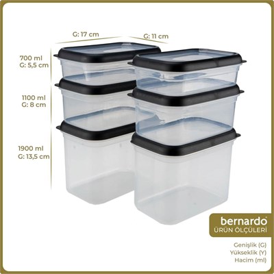 Bernardo Hide Plus 6lı Saklama Kabı Siyah
