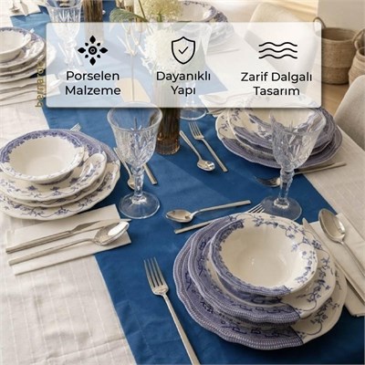 Bernardo Moon Hibrit Porselen 24 Parça 6 Kişilik Yemek Takımı