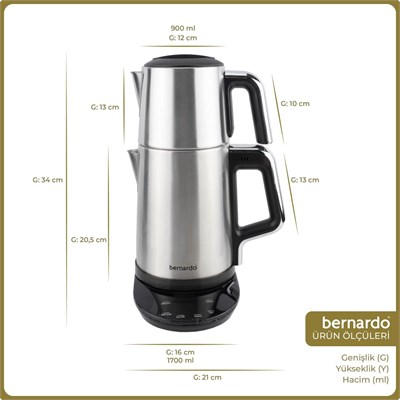 Bernardo Nova Dijital Çelik Çay Makinesi Inox