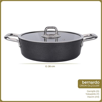Bernardo Prime Stone Basık Tencere Siyah 26cm